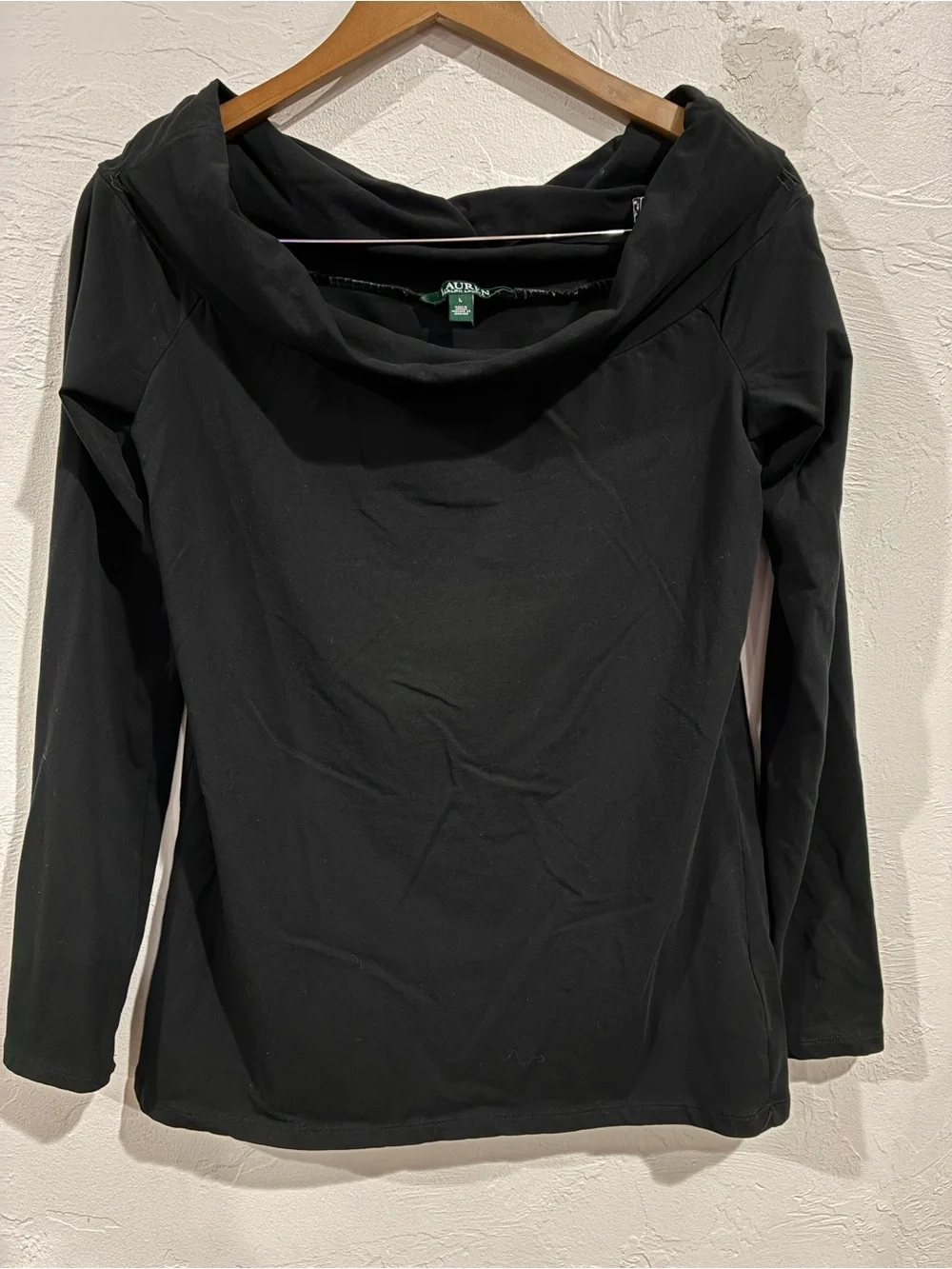 Lauren Ralph Lauren Grey Cowl Neck Long Sleeve Top - Size L